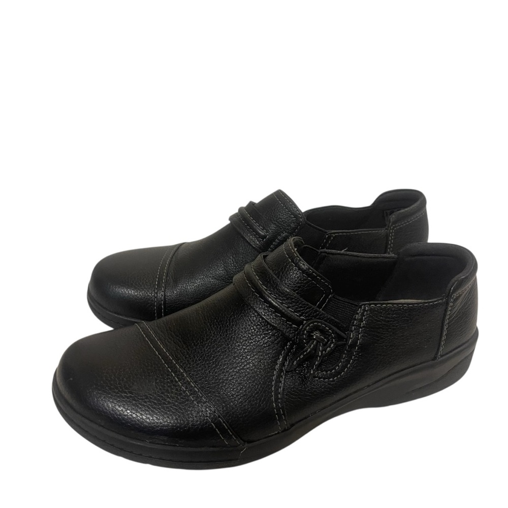 Women’s CLARKS Cheyn Madi Black Leather Slip On Shoes Loafers